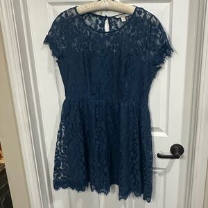 LC Lauren Conrad Teal Lace Overlay Dress